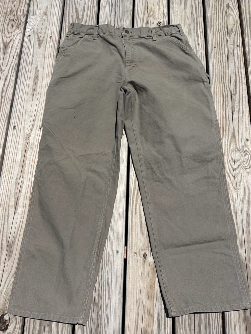 Vintage Carhartt Canvas Workwear Tan Khaki  Carpenter Pants Size 38x32 Flawed